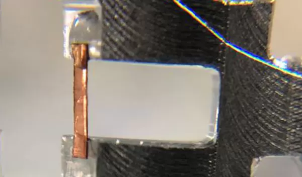 Close-up of copper target samples