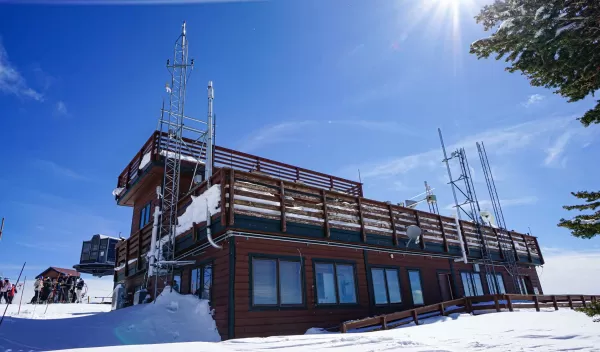 a building in snow