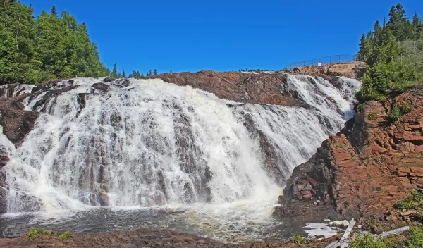 Water flowing over and eroding ancient rock