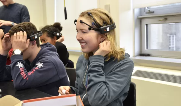 For each class, students and teachers wore portable electroencephalogram (EEG) headsets while participating in class lessons.