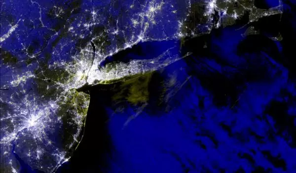 Composite image of the northeast United States during an energy blackout.