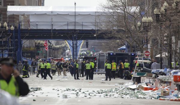 Police on the street in Boston Marathon bombing aftermath