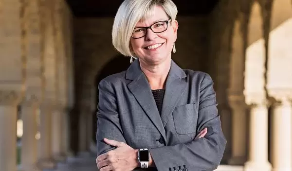 Shelley Correll, in a portico.