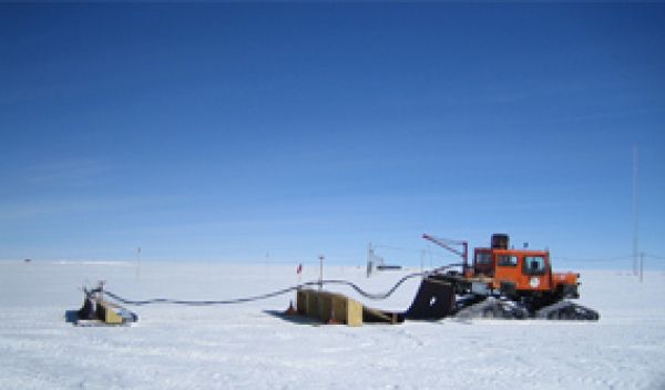 Researchers collect data in Greenland.