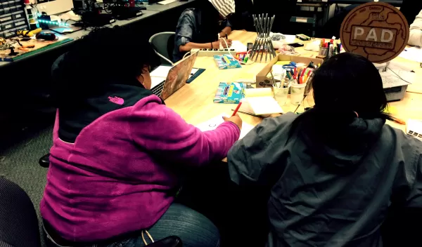 students in a lab working