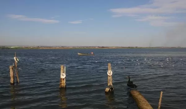 Lagoon with a person in a boat