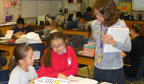 Sixth-grade science students at work at Lincoln Middle School in Alameda, Calif.