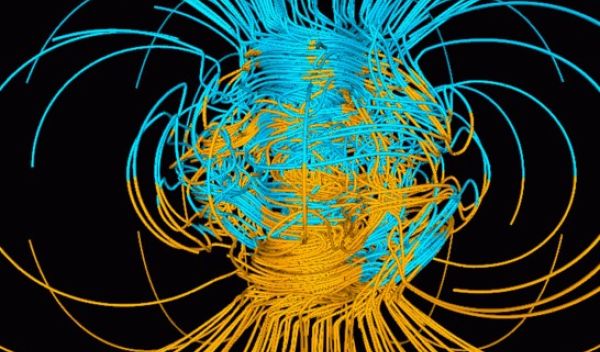 A model of patterns in Earth's inner core and outer magnetic field