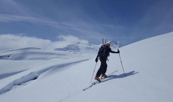 Skier on snowpack
