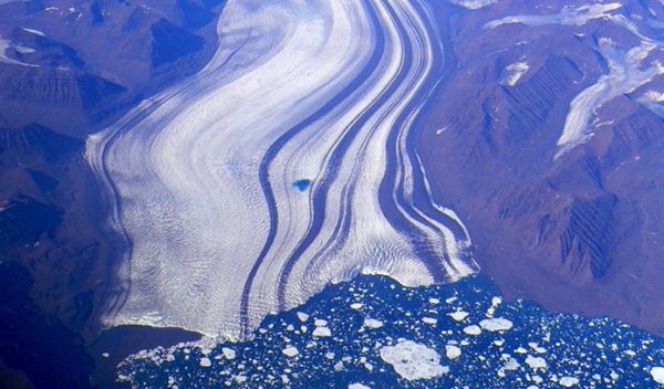aerial view of ice bergs