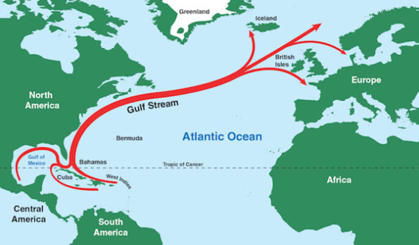 Scientists have revealed links between the migrating Gulf Stream and warming ocean waters.
