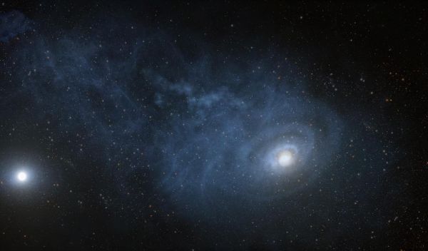 Growing galaxy showing gas spiraling in toward the center