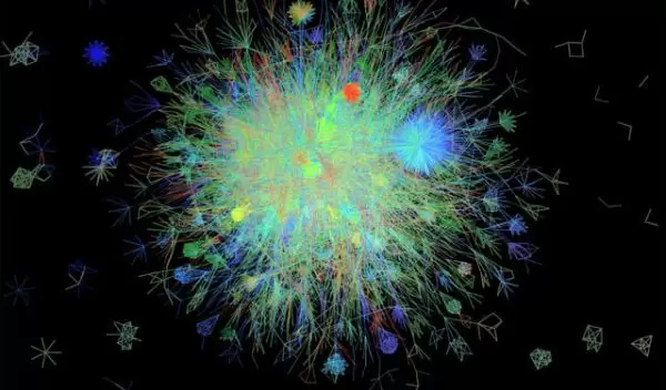 iluustration showing a map of links between the genes of the mustard plant Arabidopsis thaliana