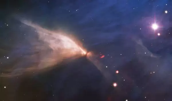 Nebula powered by a young star obscured by a circumstellar disk.