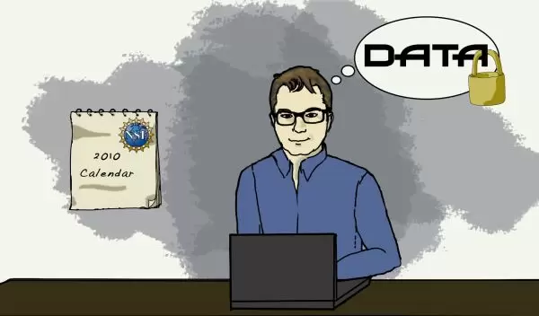 illustration showing a man working on a laptop