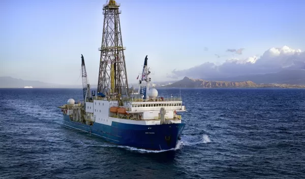 Research vessel JOIDES Resolution off the coast of Hawaii