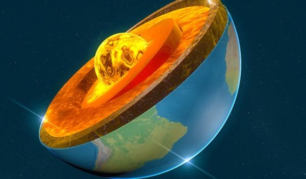 earth's crust and core; 3D rendering
