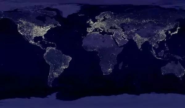 nighttime lights visible on earth from outer space.