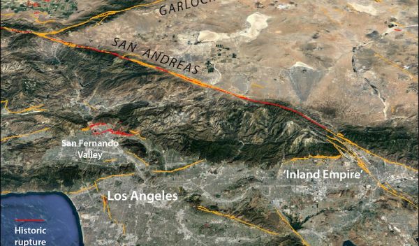the greater Los Angeles area lies near the San Andreas Fault