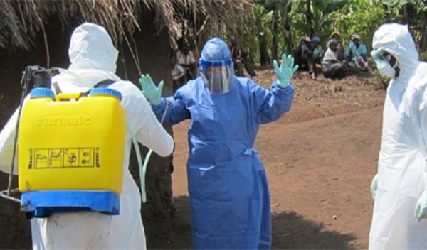health workers in biohazard gear