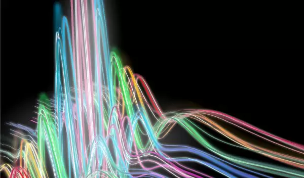 An artist's depiction of a coherent (laser-like) x-ray pulse.