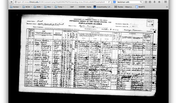 screenshot of brown dog search engine showing a scanned image of 1929 census data