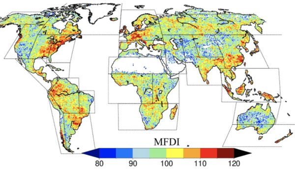 map identifying flash-drought hot spots