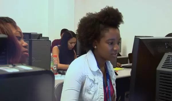 girls working on the computer
