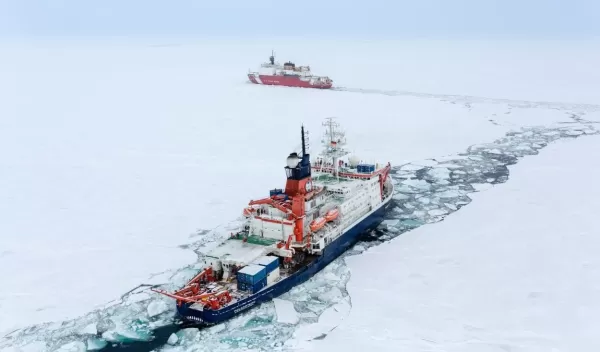 U.S. Coast Guard Cutter Healy and the German research icebreaker Polarstern