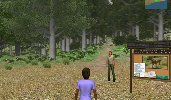 A screenshot from the EcoMUVE virtual forest module.