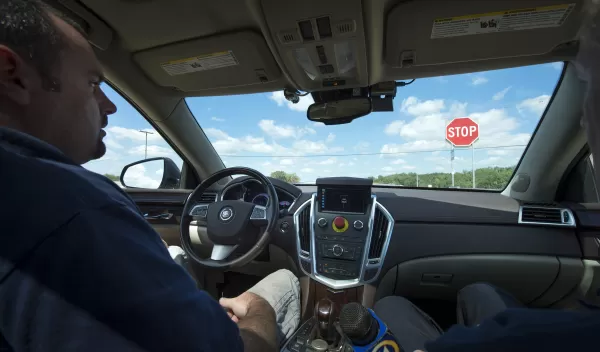 Self-driving cars, such as this model, offer society both potential benefits and ethical questions.