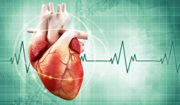 Human heart surrounded by electrical orb.