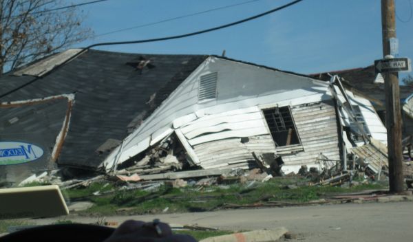 a house in the Lower Ninth Ward in New Orleans that was destroyed by Hurricane Katrina.
