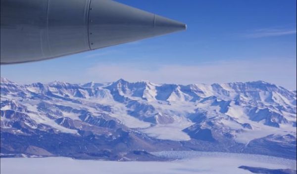 flying past the Transantarctic Mountains