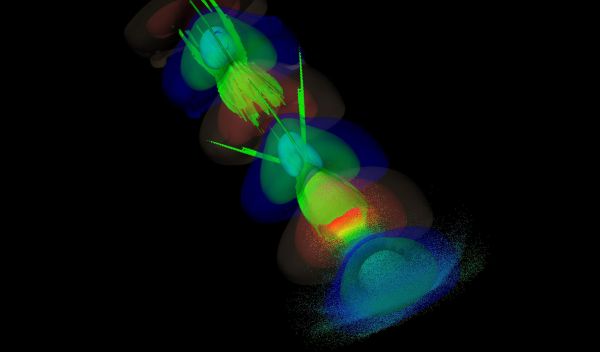images generated using data from a particle-in-cell simulation