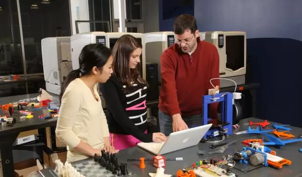 students with 3-D printer