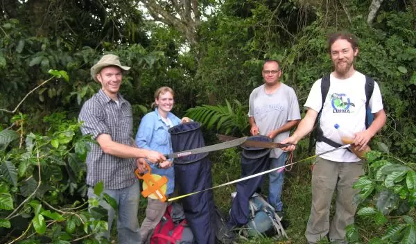 Photo of a litter sifting crew preparing for work at a Project LLAMA study site in Chiapas, Mexico.