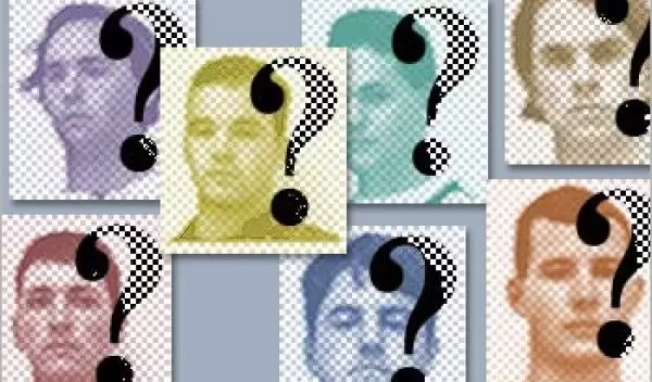 Mug shots with question marks