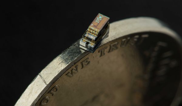 micro-biosensor on the side of a coin