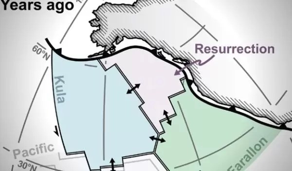 plate tectonic reconstruction of western North America 60 million years ago