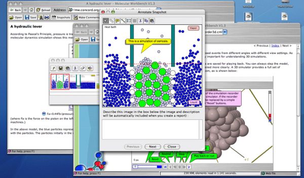 Screenshot of the Molecular Workbench.