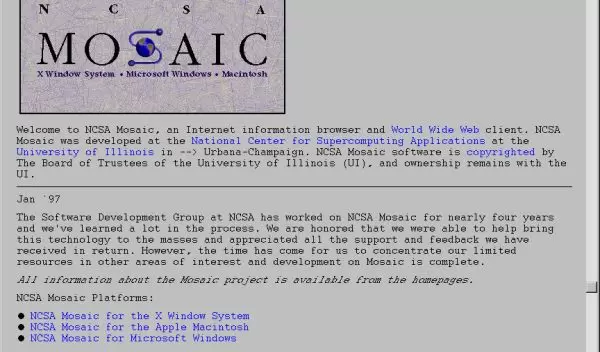 Screen shot of the Mosaic Web browser interface.