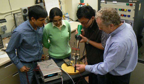 Photo, left-to-right, of Vijay Srivastava, Kanwal Bhatti, Yintao Song and Richard James.