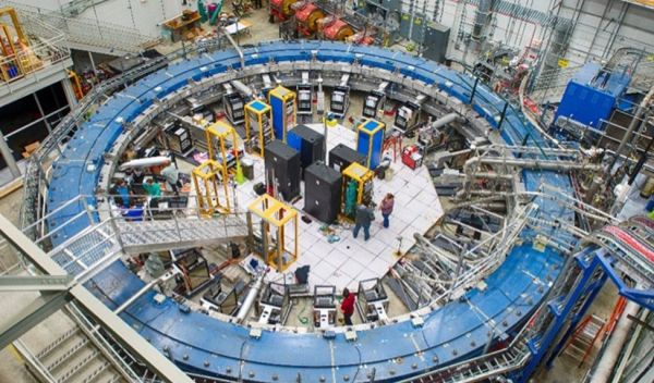 the Muon g-2 ring sits in its detector hall