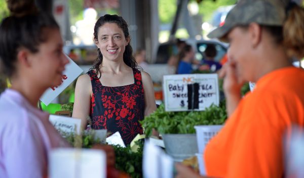 Robin Dodsworth and people at a market