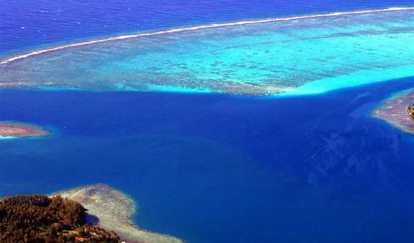 Aerial view of ocean near Mo'orea.