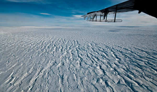 Pine Island Glacier ends in an ice shelf that floats in the Amundsen Sea.