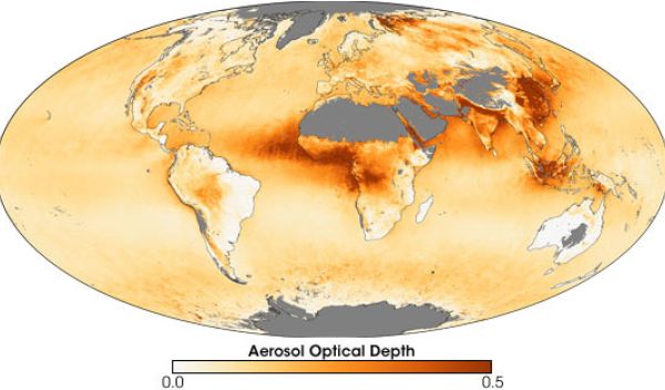 the annual mean aerosol optical depth for 2006.
