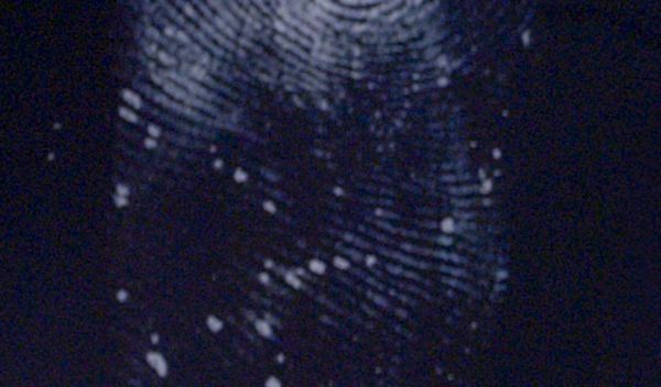 This thumbprint appeared after researchers sprayed it with a super glue.