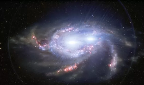 illustration of double quasars in merging galaxies